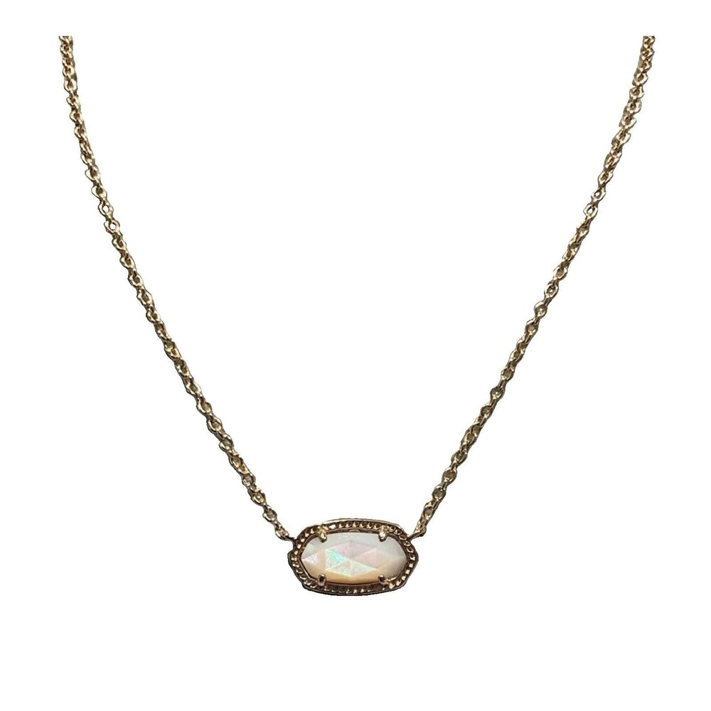 Kendra Scott Elisa White Opal Pendant Necklace Adjustable Clasp